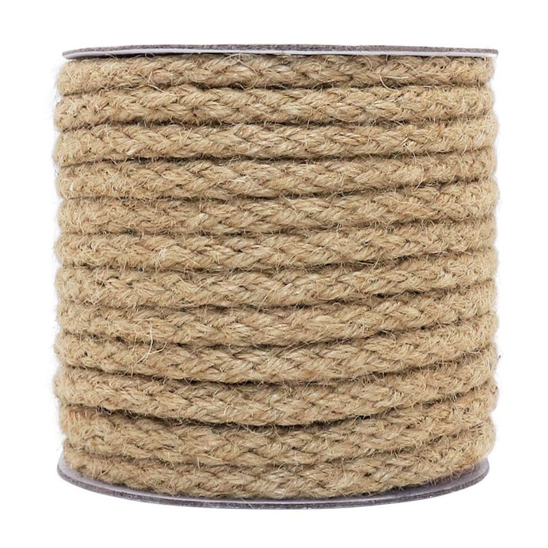 Tenn Well 8mm Jute Rope, 52 Feet Braided Jute Cord Thick Twine Rope for Crafting, Cat Scratching Post, Gardening, Farmhouse Decor, Home Decor - Image 1